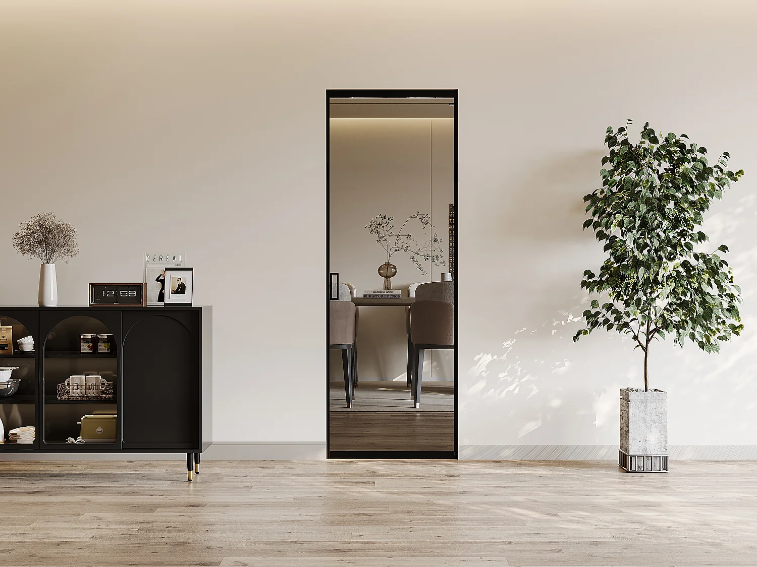 Drzwi przesuwne z ukrytym systemem przesuwnym – aluminium i szkło hartowane przydymione – wys. 205 x dł. 73 cm – LINCI II 4022480 - obrazek 1