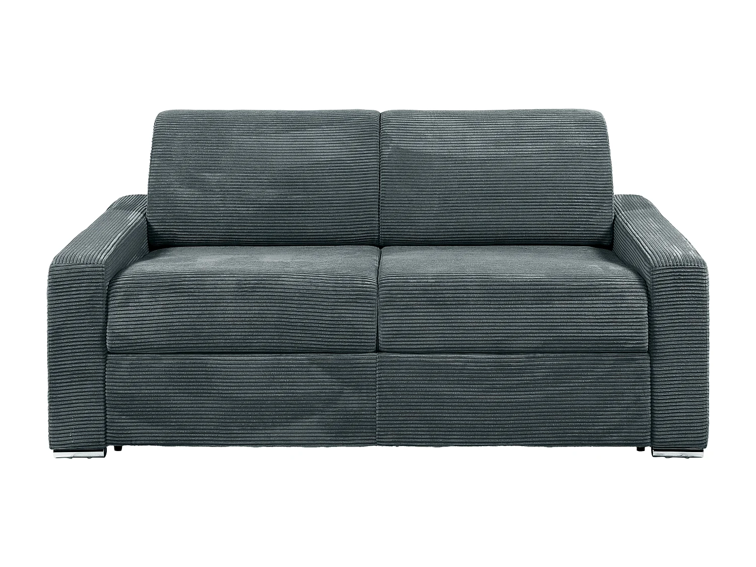 Kanapa 3-osobowa rozkładana typu express ze sztruksu w kolorze stalowego błękitu – Miejsce do spania 140 cm – Materac 22 cm z pamięcią kształtu – CALITO 3294612