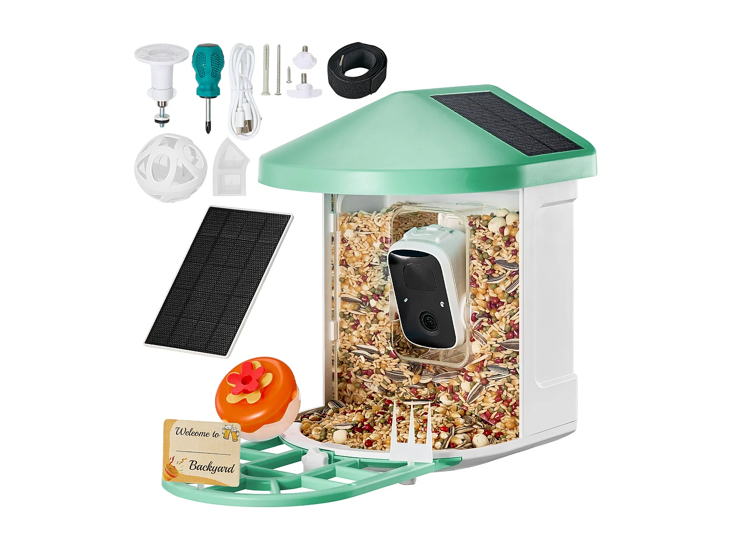 Inteligentny Karmnik dla Ptaków SucceBuy, Kamera, AI Ponad 10 000 Gatunków, Solar 4097813