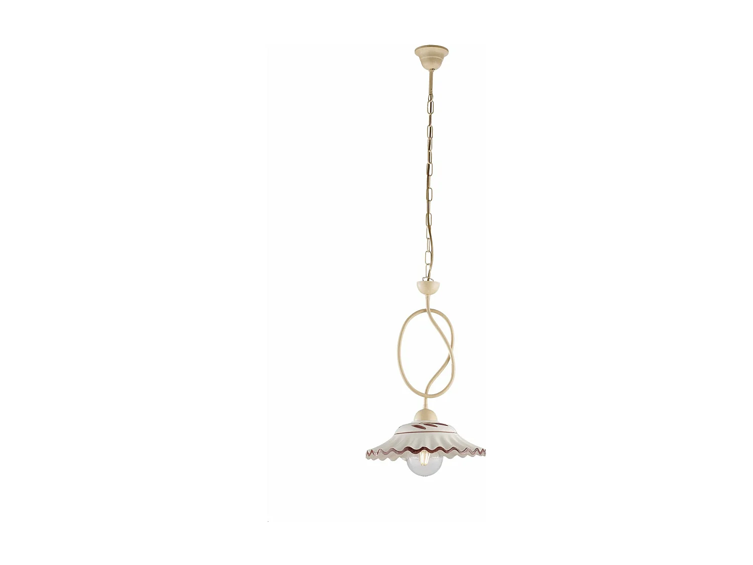 Żyrandol Bistrot żelazo kość słoniowa efekt piklowania dyfuzor ceramiczny Ø30 cm biały brązowy 1 lampa 3789458