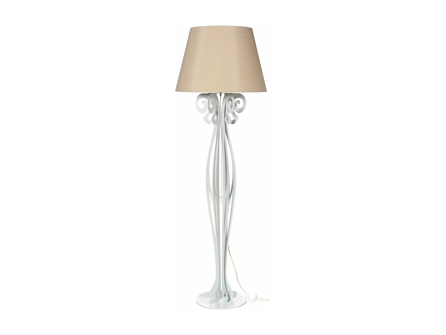Lampa stojąca Circeo 60×180 cm Biała konstrukcja z żelaza z piaskowym kloszem Nowoczesny design vintage z przełącznikiem nożnym Wyprodukowano we Włoszech 4105089