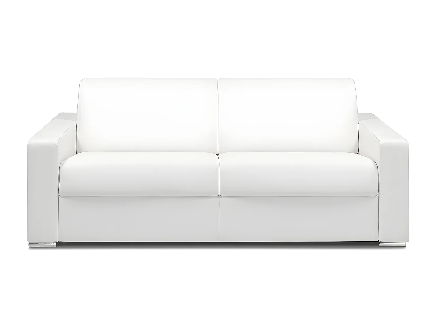 Kanapa 4-osobowa z ekspresowym mechanizmem rozkładania z ekoskóry CALITO - Biały - Wymiary miejsca do spania: 160 cm - Materac 16 cm - mémoire de forme 134261 - obrazek 1