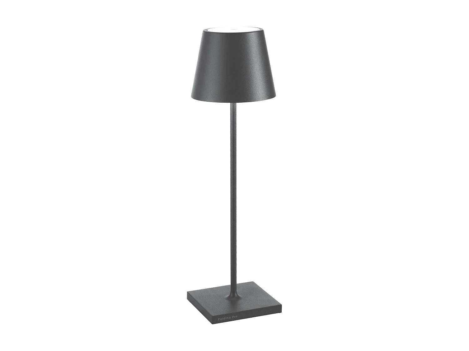 Lampa stołowa LED Poldina Pro w kolorze ciemnoszarym, akumulatorowa i ściemnialna, z czasem pracy baterii do 12 godzin. Nadaje się do użytku na zewnątrz, IP65 3037824