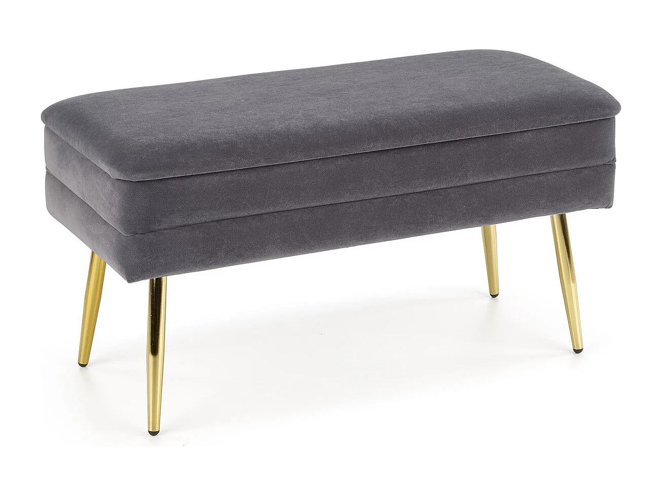 Ławka VELVA VELVET szara/złota z pojemnikiem 4137372 - obrazek 1