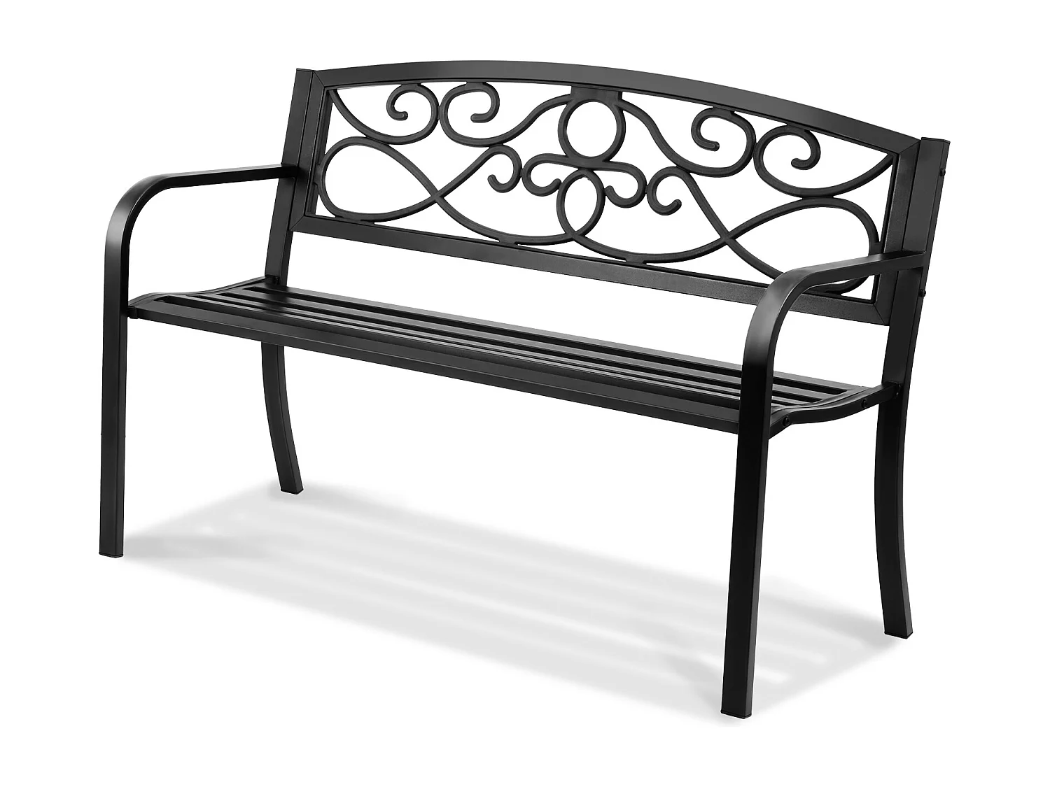 Ławka Ogrodowa SucceBuy z Metalu 127 cm, 250 kg do Patio, Ogrodu, Ganku – Szara 4171330