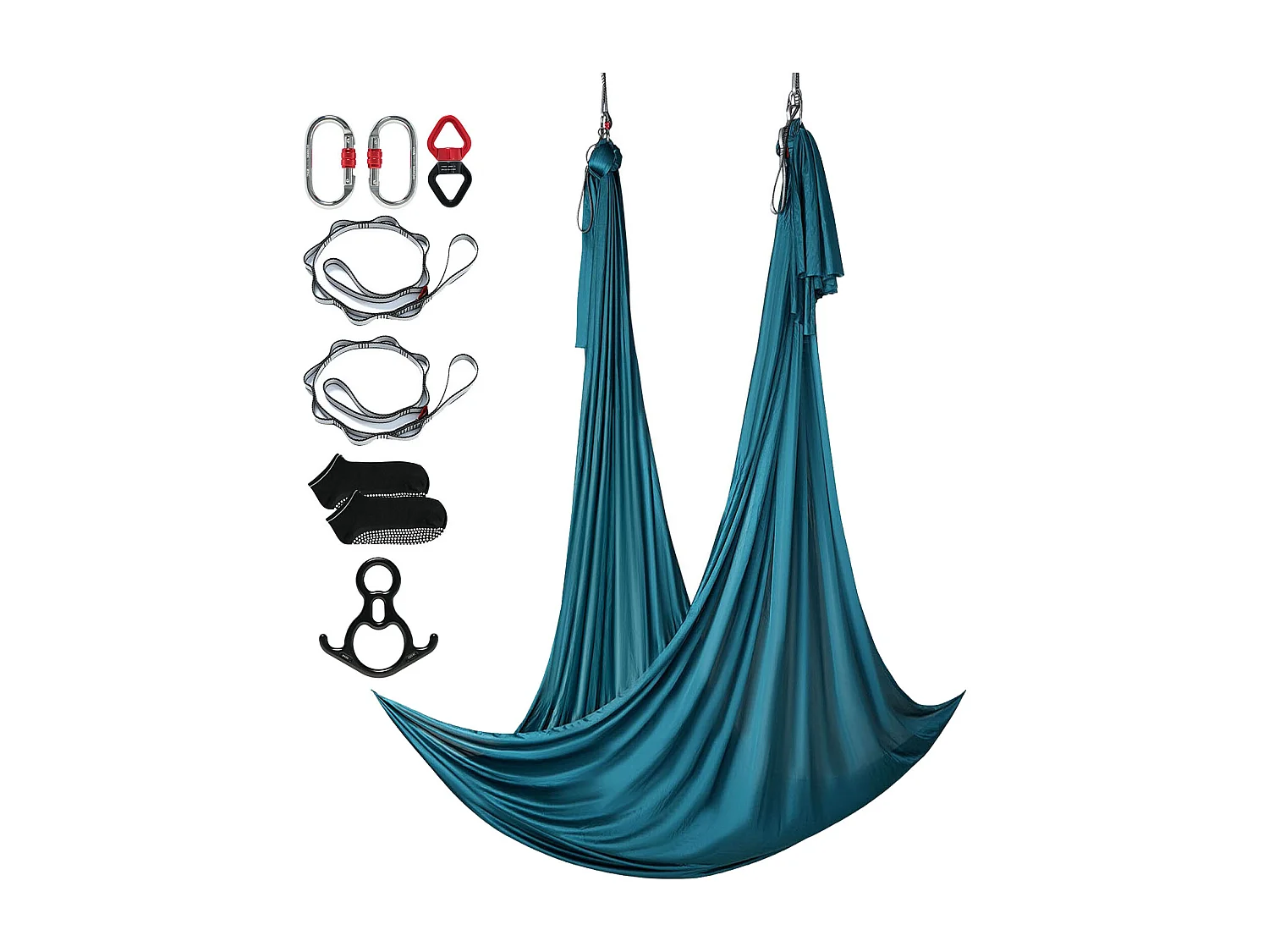 Hammock do Jogi SucceBuy, Huśtawka Powietrzna z Jedwabiu i do Jogi, 11 m, Hammock Trapezowy do Inwersji, Zielony, Zestaw Hammocka z Tkaniny Nylonowej 100 g/m² 4190507
