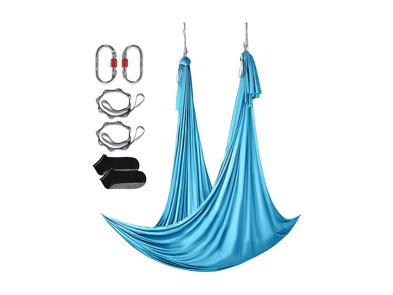 Hamak Powietrzny Do Jogi SucceBuy 5,5 Metra, Nylon, Niebieski, Kompletny Zestaw Do Fitnessu 4194120