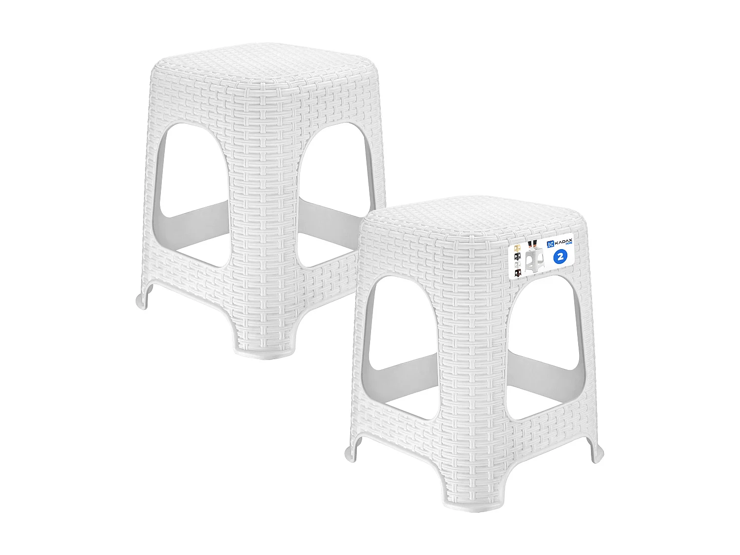 KADAX Taboret rattan 45 x 26 cm biały, 2 szt. 4201304 - obrazek 1