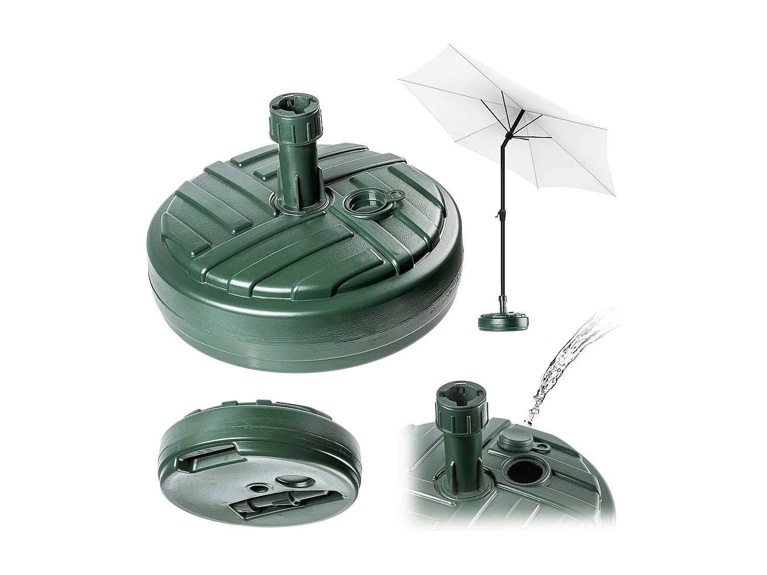 KADAX Podstawa pod parasol ogrodowy Solero w paski okrągła zieleń 4201380 - obrazek 1