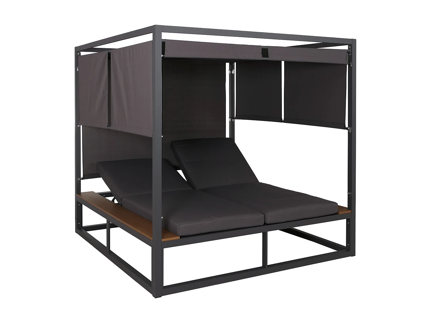 Leżak ogrodowy typu lounge MCW-M63b, ciemnoszara tapicerka 4212670 - obrazek 1