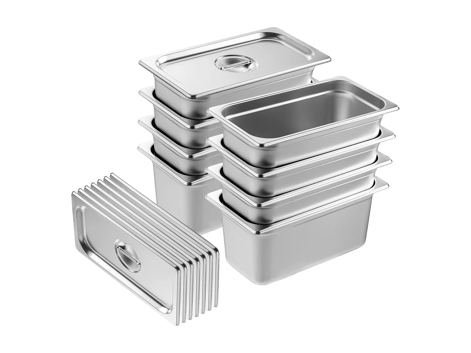 Kociołki Hotelowe SucceBuy, Set z 8 Sztuk, Głębokość 15 cm, z Stali Nierdzewnej z Pokrywką 4223862 - obrazek 1