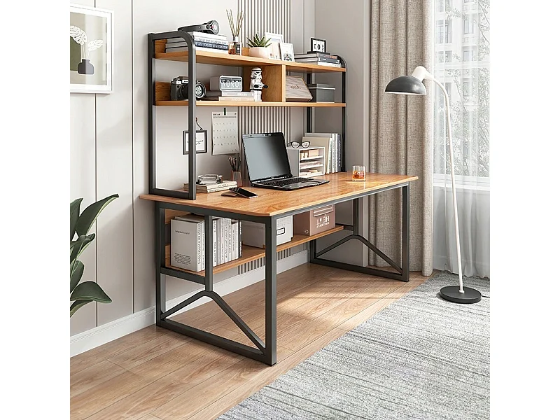 Biurko komputerowe ciemny buk pod laptop loft gamingowe nowoczesne 120 cm 4253804 - obrazek 1