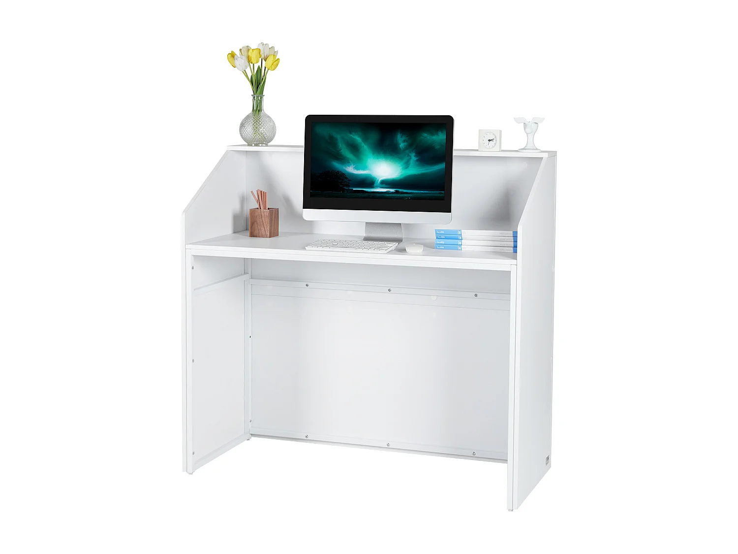 Blok Recepcyjny, SucceBuy Blok Recepcyjny 118 cm, Prostokątny Stół Recepcyjny, Białe Biurko 4295532 - obrazek 1