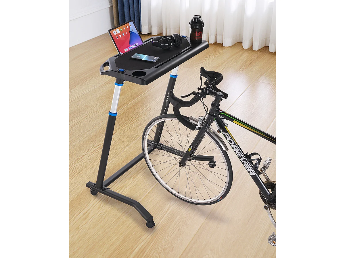 Biurko do Roweru Stacjonarnego SucceBuy Mobilne Biurko Rowerowe, Składane Biurko Fitness z Blokowanymi Kółkami do Ćwiczeń 4300011 - obrazek 1