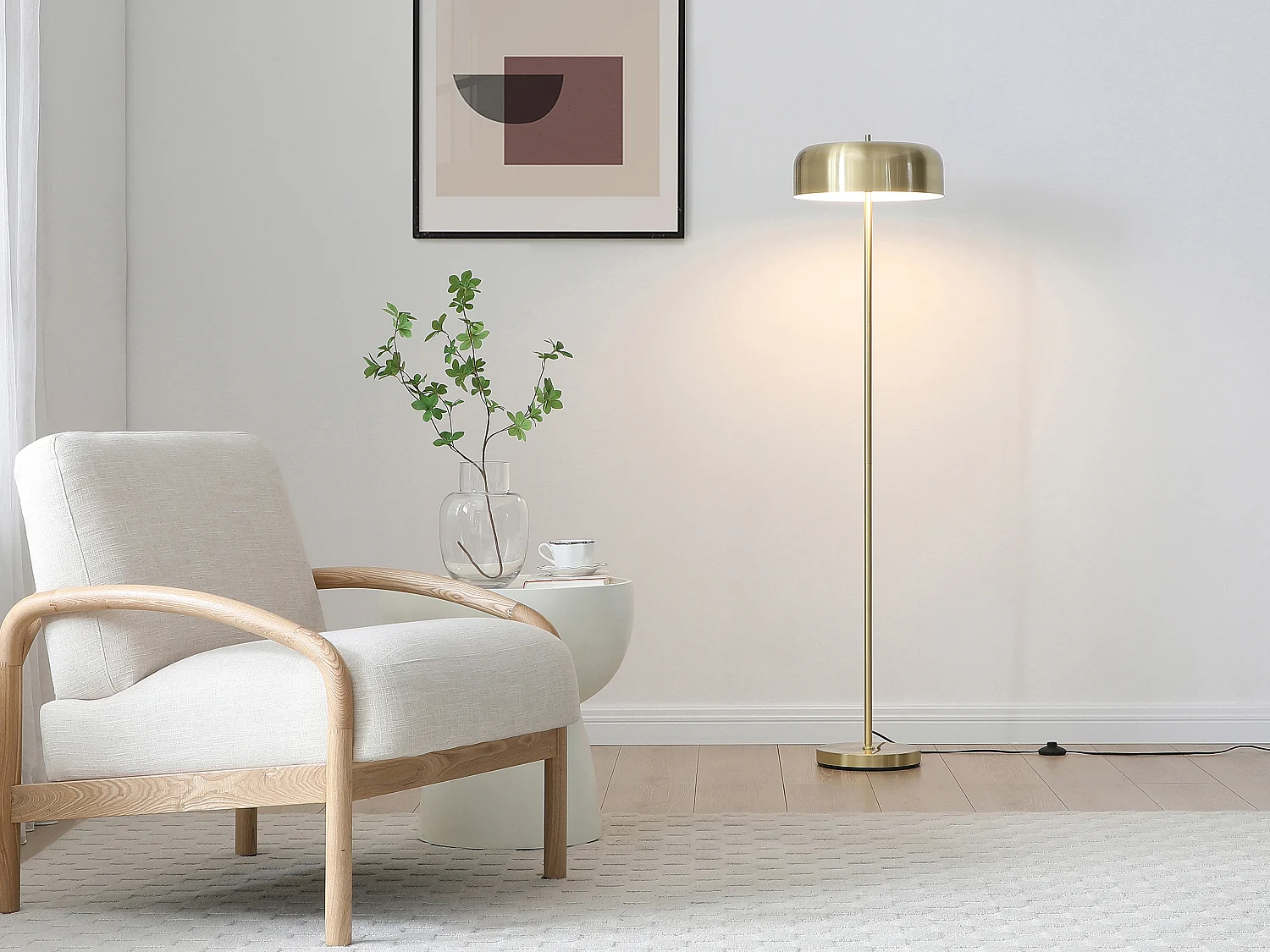 Lampa stojąca grzybek w szczotkowanym złotym mosiądzu śr.35 x wys.150 cm – CATAVI 3359435