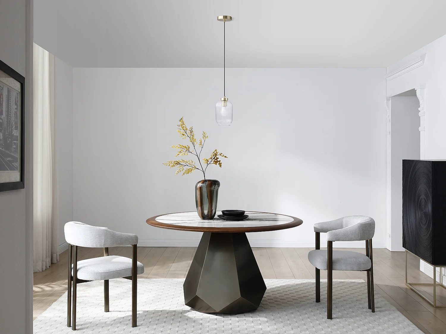Lampa wisząca ze szczotkowanego metalu i teksturowanego szkła – śr. 14 x wys. 120 cm – Złoty – LOUXOR 3359454