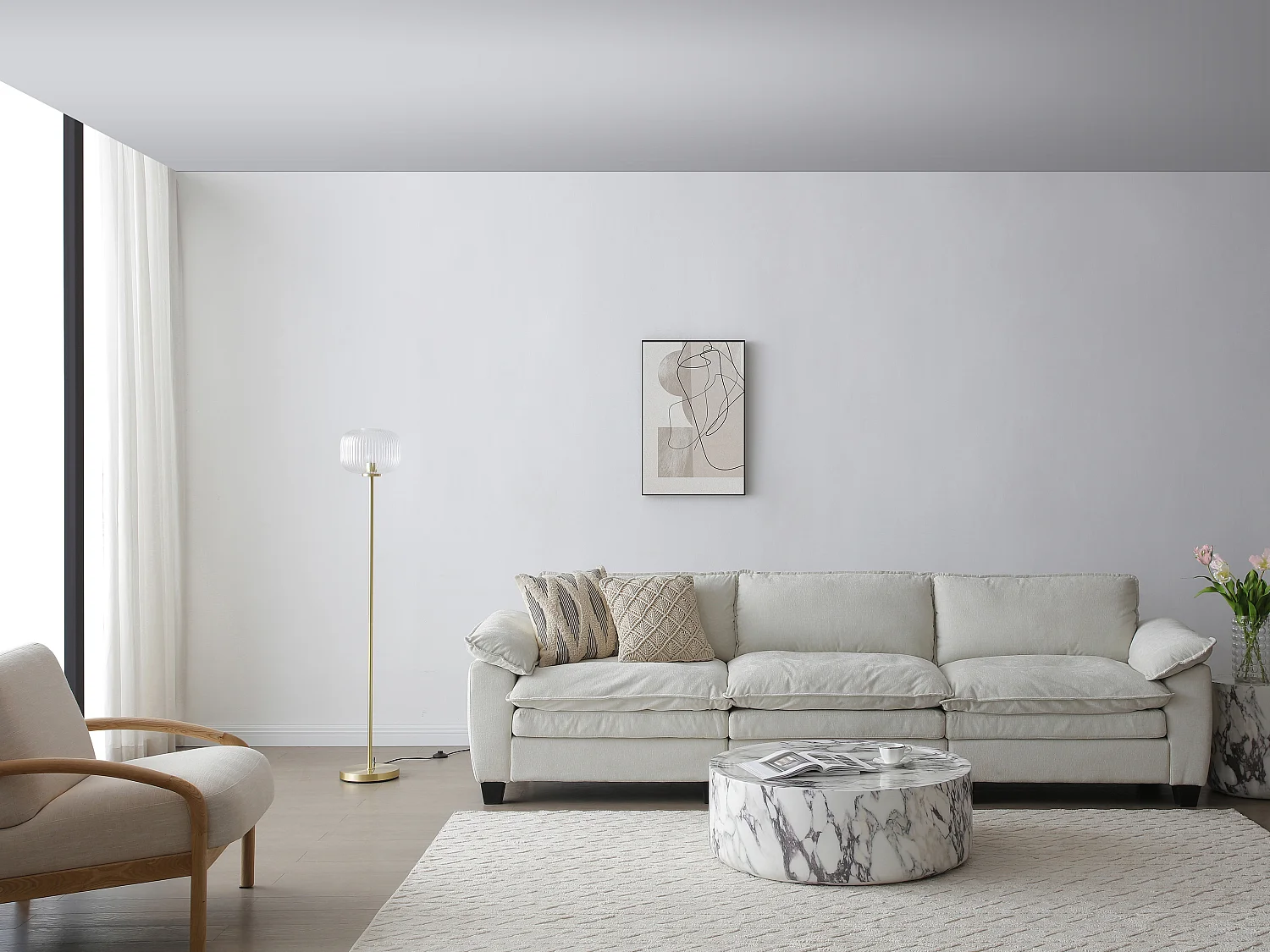 Lampa stojąca ze szczotkowanego mosiądzu i teksturowanego szkła – śr. 25 x wys. 150 cm – Złota – LOUXOR 3359458