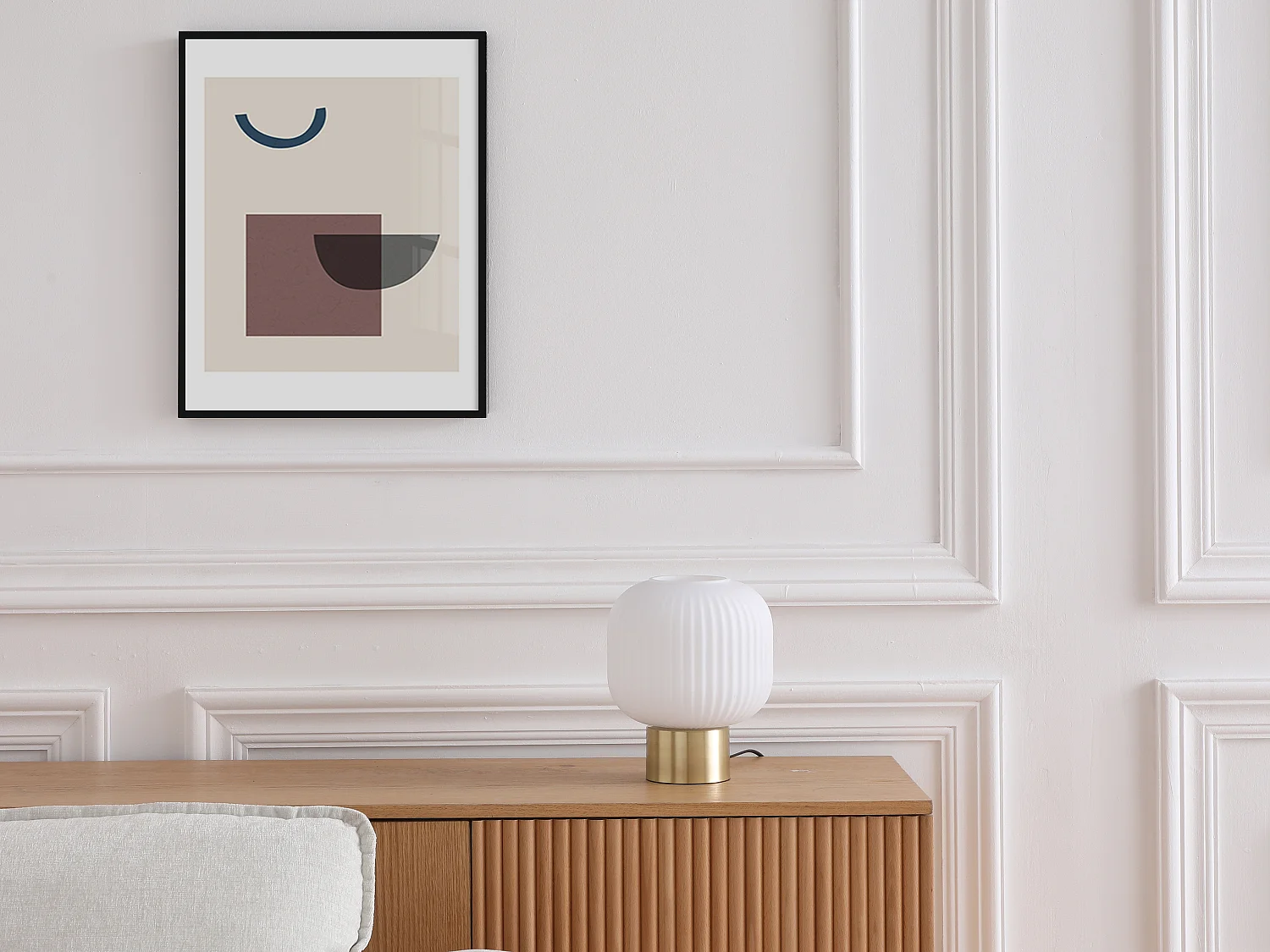 Lampa stojąca z mosiądzu szczotkowanego i białego teksturowanego szkła – D.20 x W.24 cm – Złota – LOUXOR 3359460