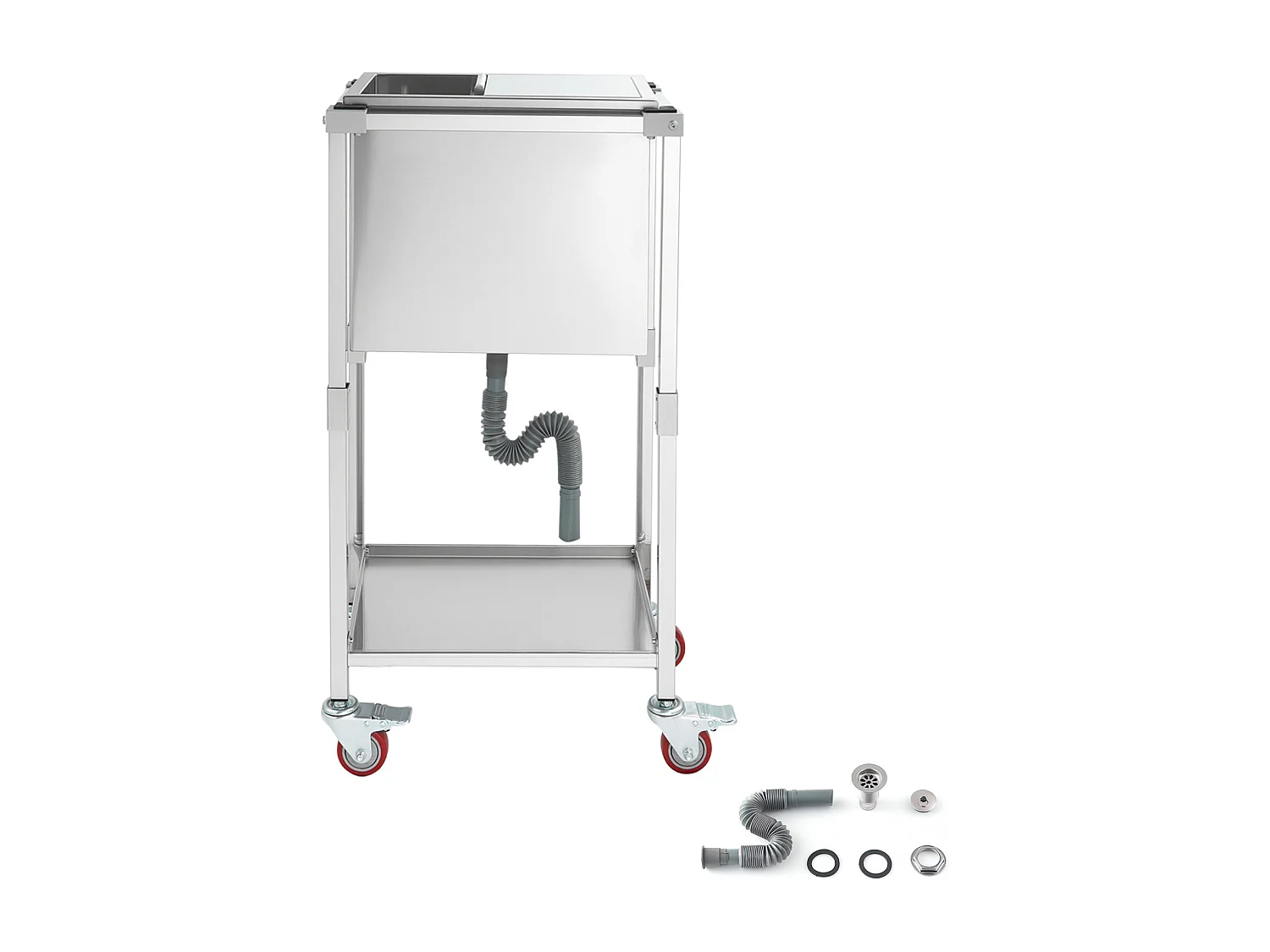 Lodówka na Kółkach SucceBuy, 51 x 36 x 97 cm, Stal Nierdzewna, Wbudowany Pojemnik na Lód z Półką, 28 L, na Patio, do Ogrodu, Baru, Restauracji 4407138