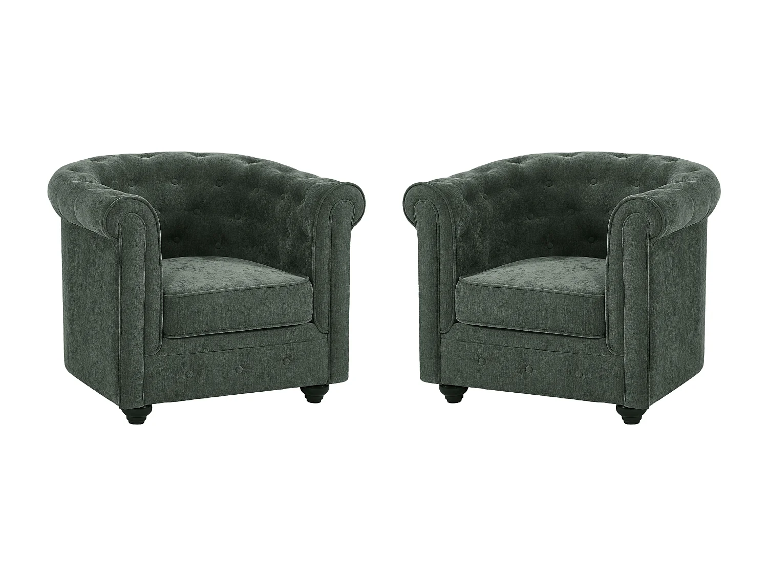 Zestaw 2 foteli z zielonej tkaniny CHESTERFIELD 4420598