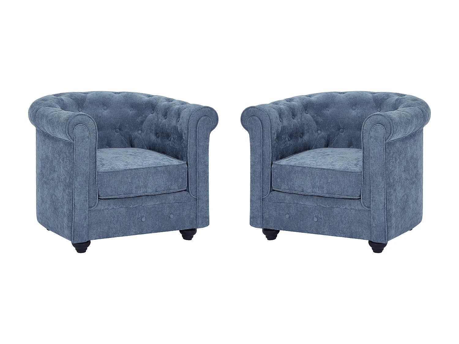 Zestaw 2 foteli tapicerowanych z niebieskiej tkaniny CHESTERFIELD 4420600