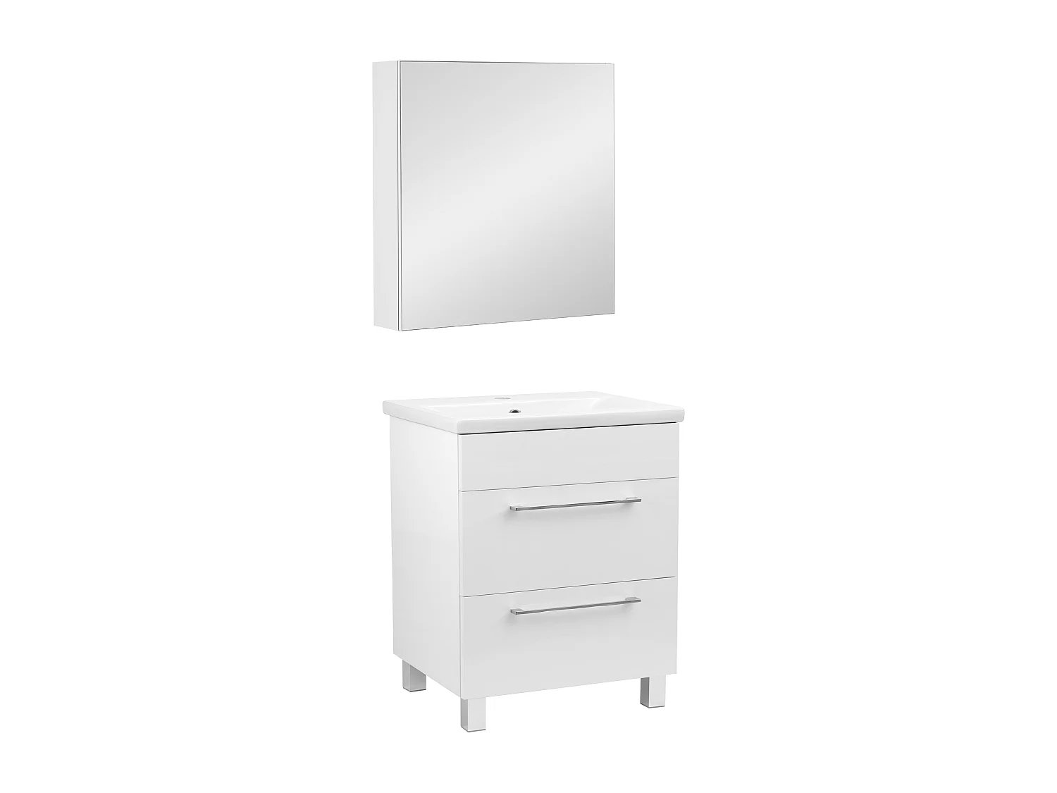 Biały Zestaw Łazienkowy 60cm Szafka z Umywalką Szafka z Lustrem Sol 4531703