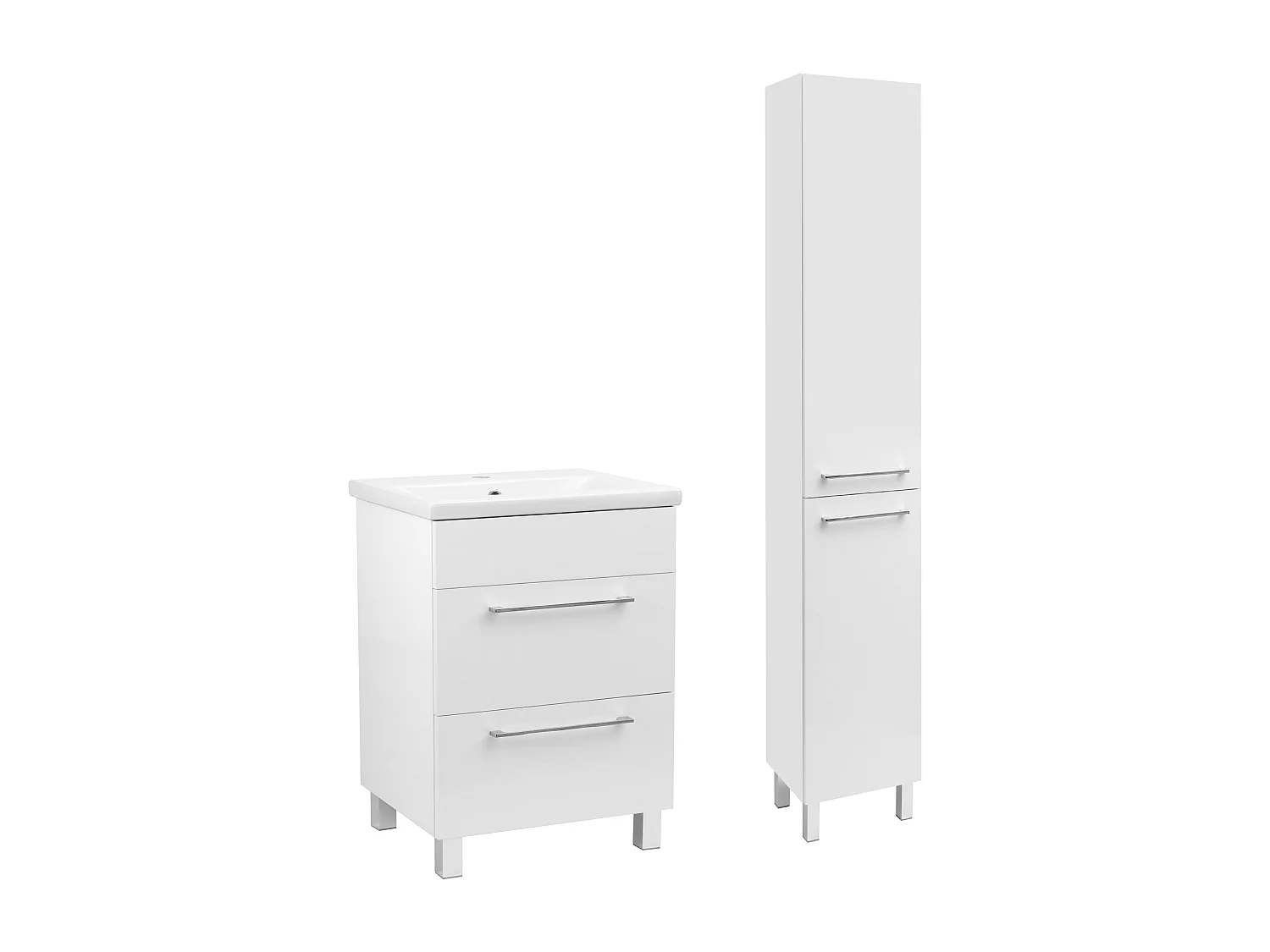 Biały Zestaw Łazienkowy 50cm Szafka z Umywalką Słupek Sol 4531706