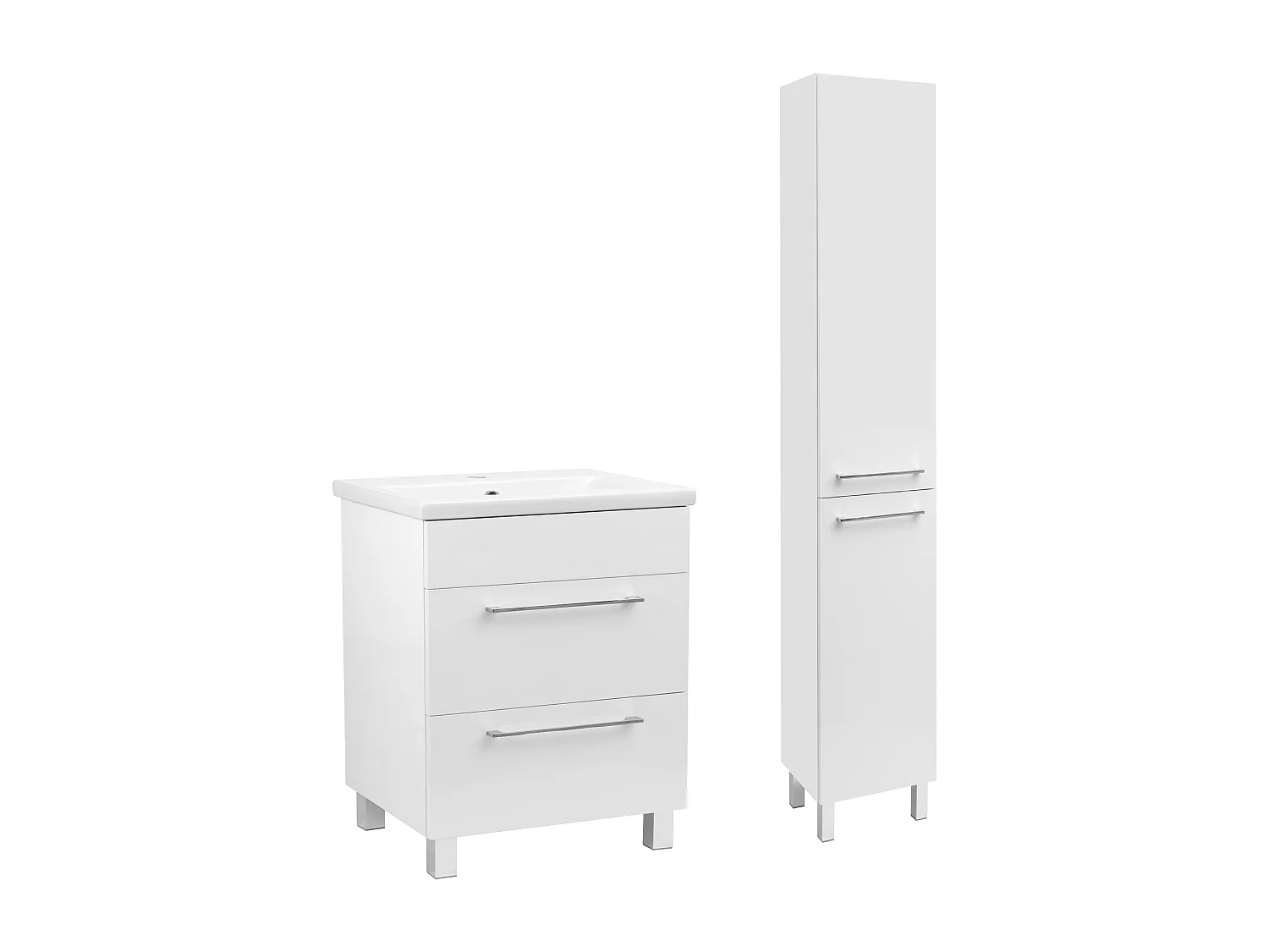Biały Zestaw Łazienkowy 60cm Szafka z Umywalką Słupek Sol 4531731