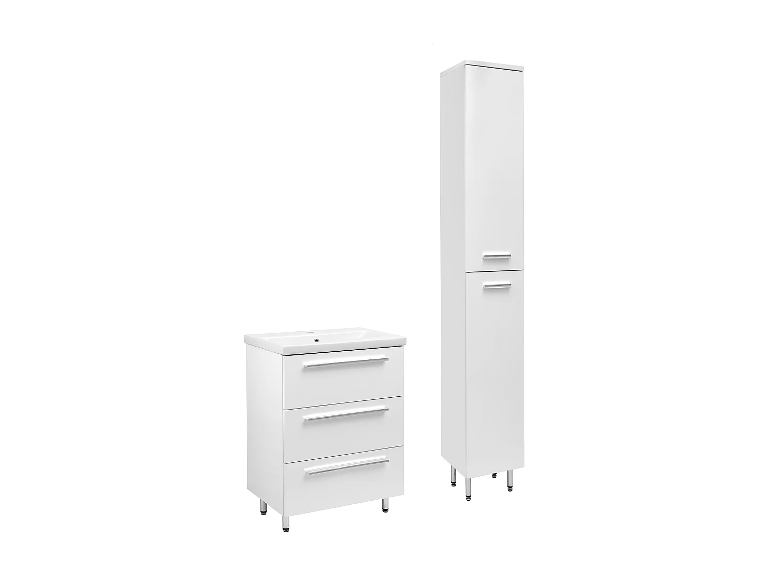 Biały Zestaw do Łazienki Stojący 60cm Szafka z Umywalką Słupek Bryza 4534199
