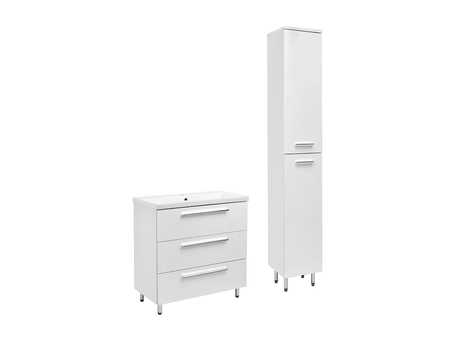 Biały Zestaw do Łazienki Stojący 80cm Szafka z Umywalką Słupek Bryza 4534189