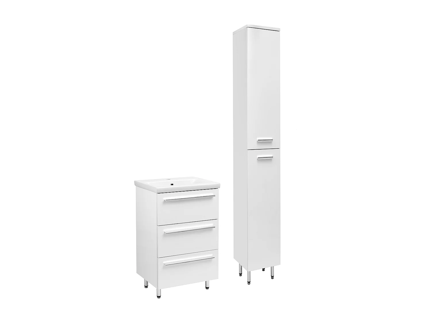 Biały Zestaw do Łazienki Stojący 50cm Szafka z Umywalką Słupek Bryza 4534202