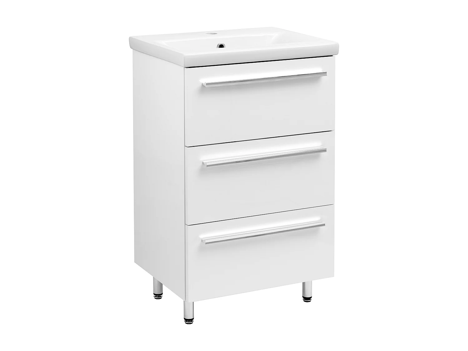 Biały Zestaw do Łazienki Stojący 50cm Szafka z Umywalką Bryza 4534216