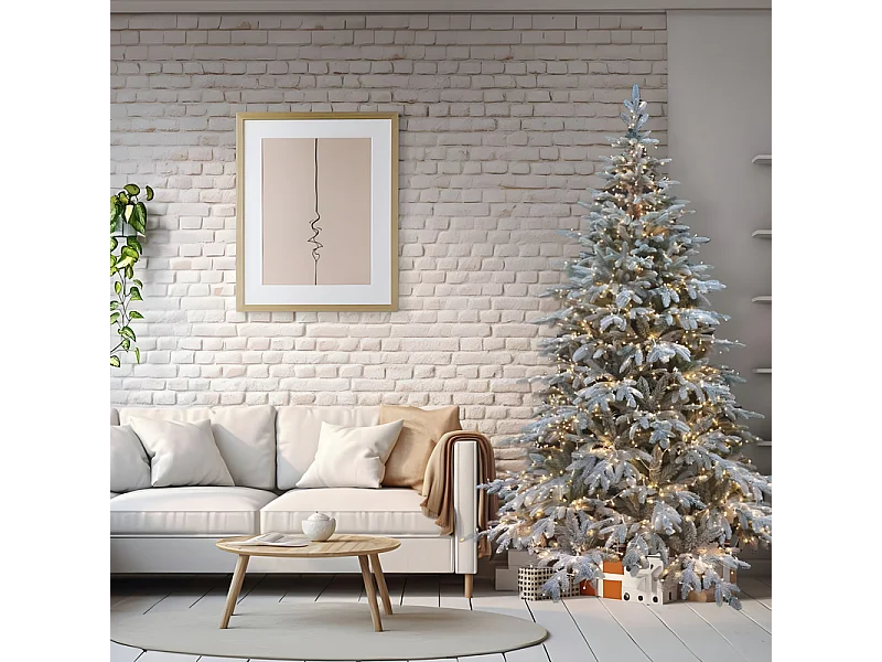 Choinka ośnieżona „Sistem flok” z mikro diodami LED w PE efekt Real Touch + PVC + Flock 180 cm 4518791