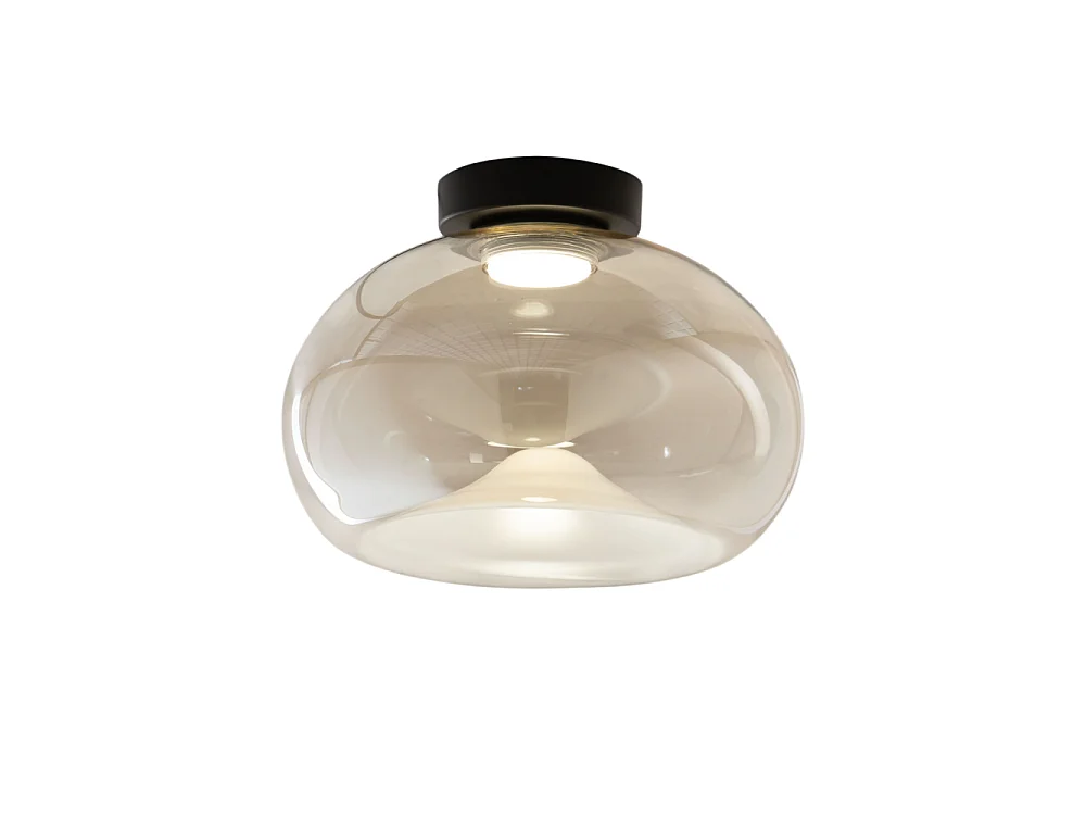 Brena – Okrągła lampa sufitowa z wbudowanym oświetleniem LED Fabas Luce – ściemnialna lampa ścienna LED 19W – wklęsła w kolorze koniakowym 4539705