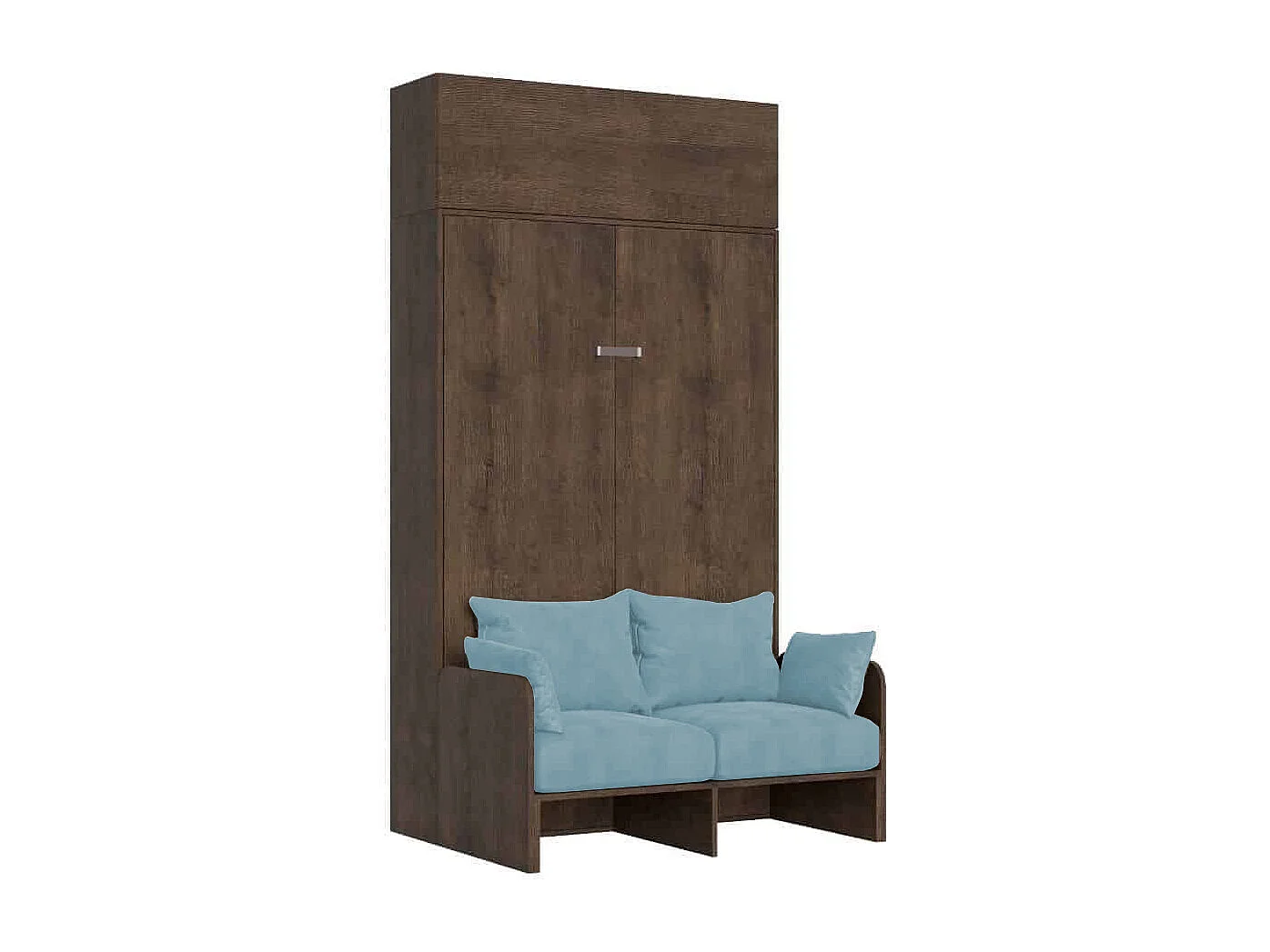 Kentaro 120 cm składane łóżko typu queen-size z sofą i orzechową szafką ścienną, jasnoniebieski 4539764 - obrazek 1