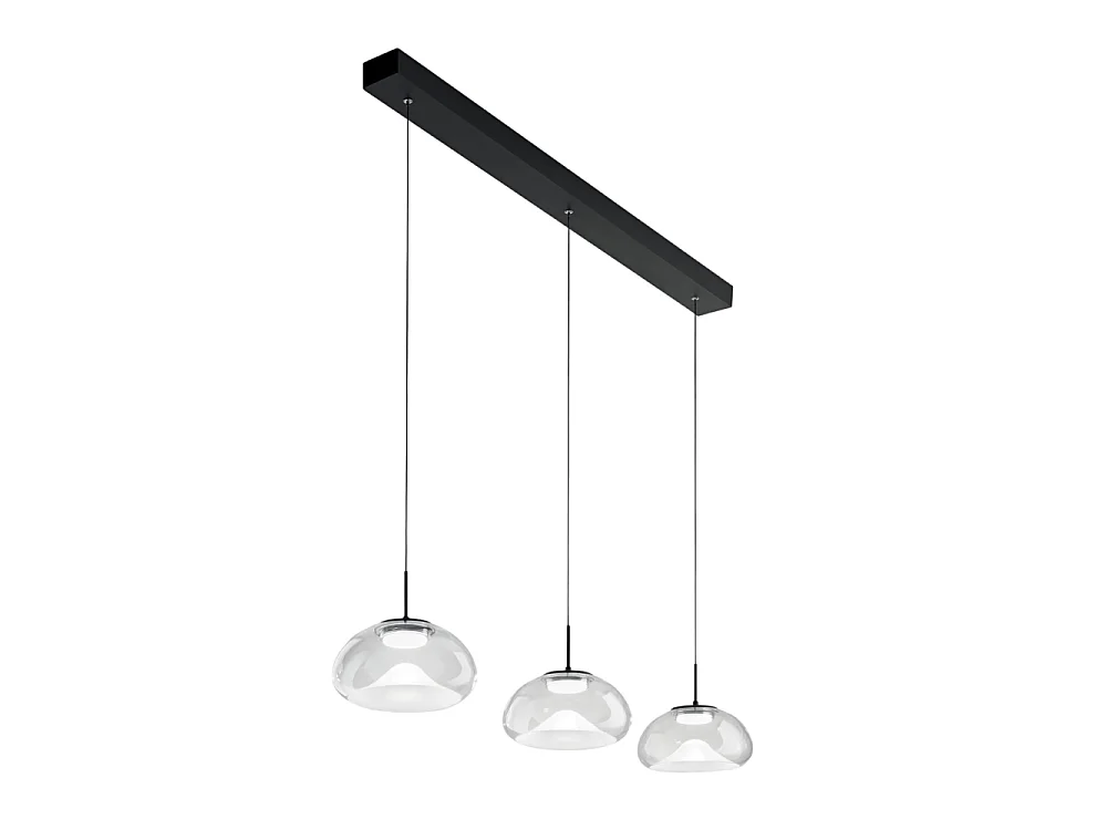 Brena – Lampa wisząca Fabas Luce 3-punktowa – 30W ściemnialna dioda LED – Przezroczysta, liniowa konstrukcja 4539980