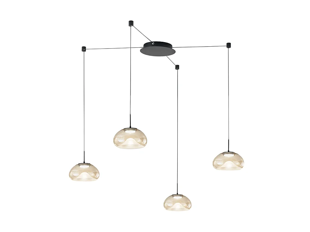 Brena – Koniak, 4-punktowa lampa wisząca zdecentralizowana – Fabas Luce – 40W ściemnialna dioda LED – Zdecentralizowany montaż 4539983