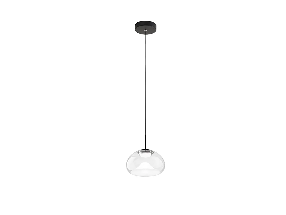 Brena – Przezroczysta lampa wisząca pojedyncza firmy Fabas Luce – Ściemnialna dioda LED 10 W – Lampa sufitowa – Średnica 22 cm 4540030