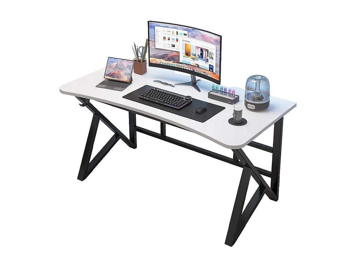 Biurko komputerowe białe gamingowe nowoczesne dla gracza duże loft 120 cm 4578878 - obrazek 1