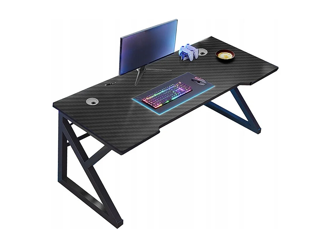 Biurko gamingowe komputerowe czarne carbon nowoczesne dla gracza loft 120 cm 4578927 - obrazek 1