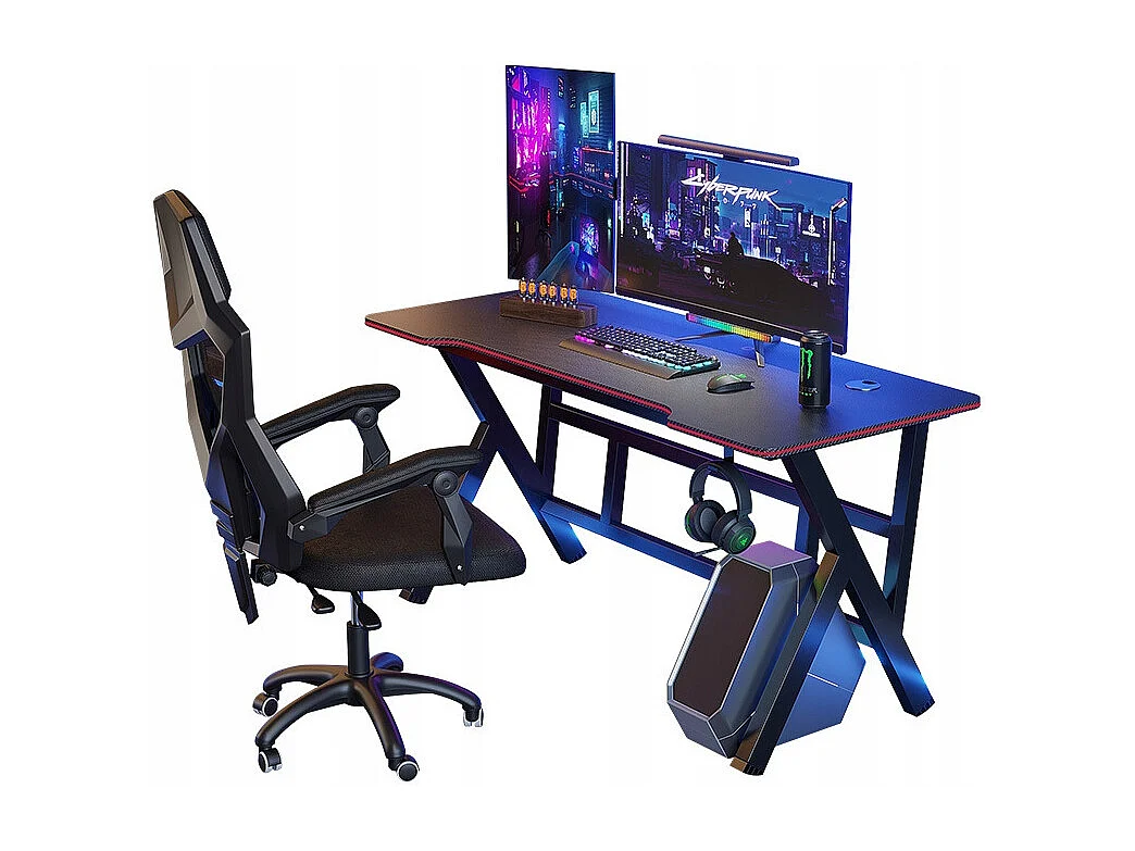 Biurko gamingowe stół dla gracza komputerowe czarne duże nowoczesne loft 4578929 - obrazek 1