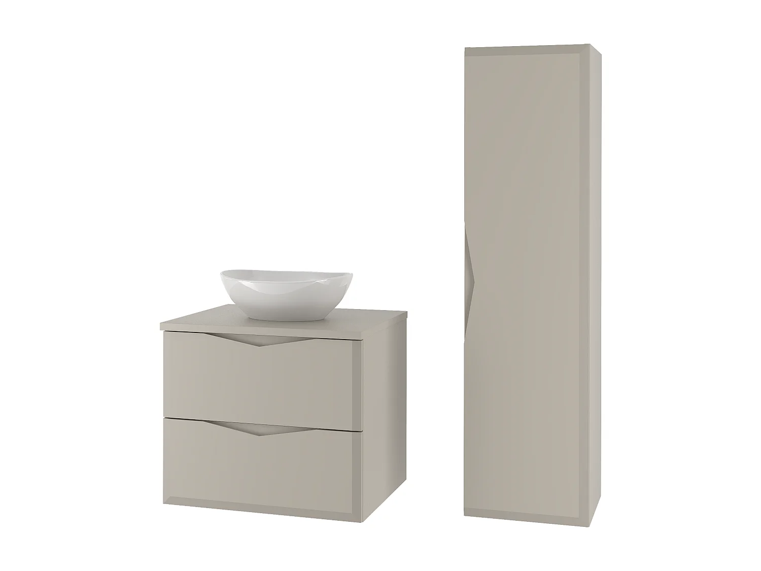 Kaszmirowy Zestaw Łazienkowy 60cm Szafka z Blatem Umywalka Słupek Delica 4580015 - obrazek 1