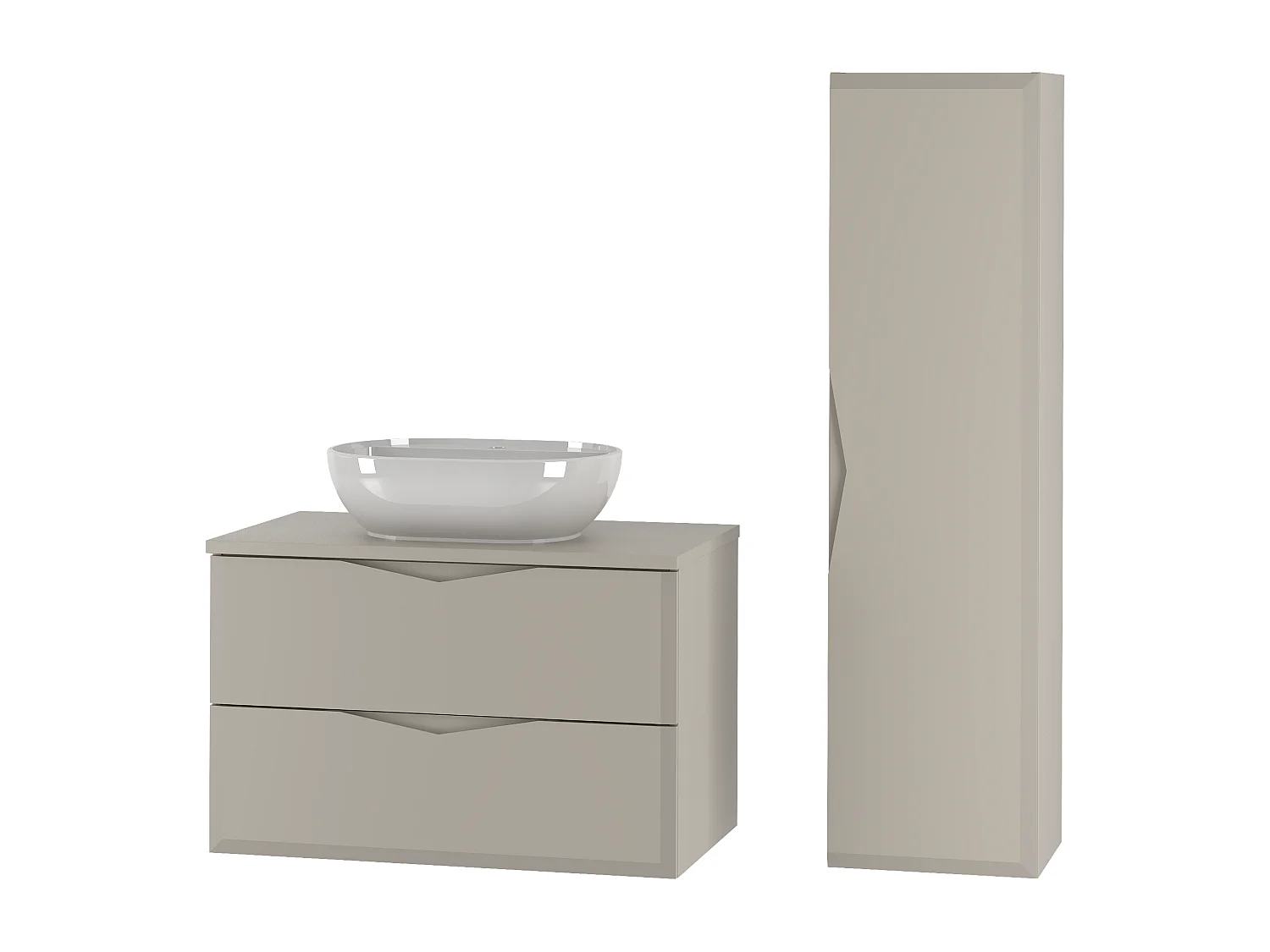 Kaszmirowy Zestaw Łazienkowy 80cm Szafka z Blatem Umywalka Słupek Delica 4580101 - obrazek 1