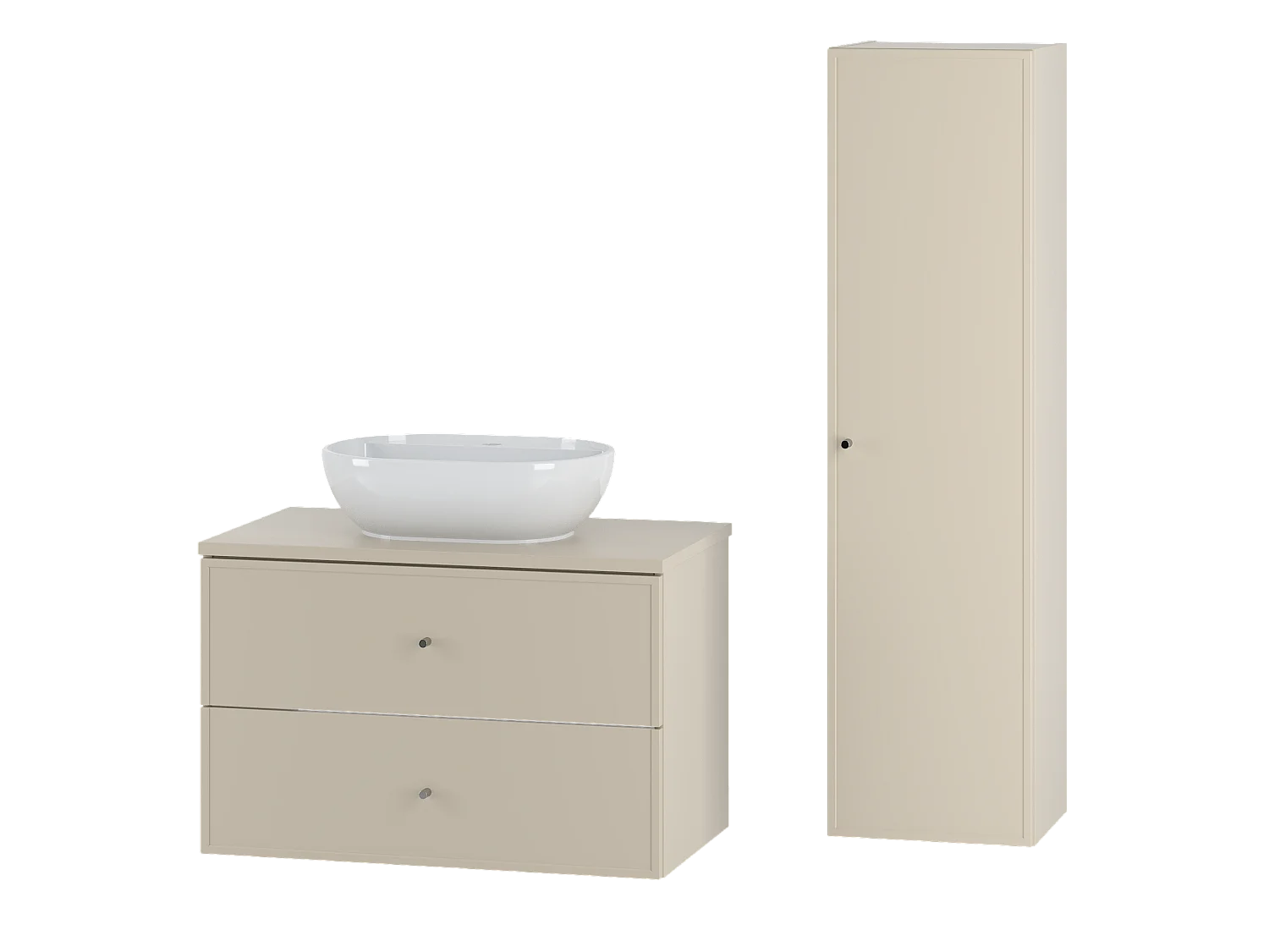 Kaszmirowy Zestaw do Łazienki 80cm Szafka z Blatem Umywalka Słupek Marco 4620193 - obrazek 1