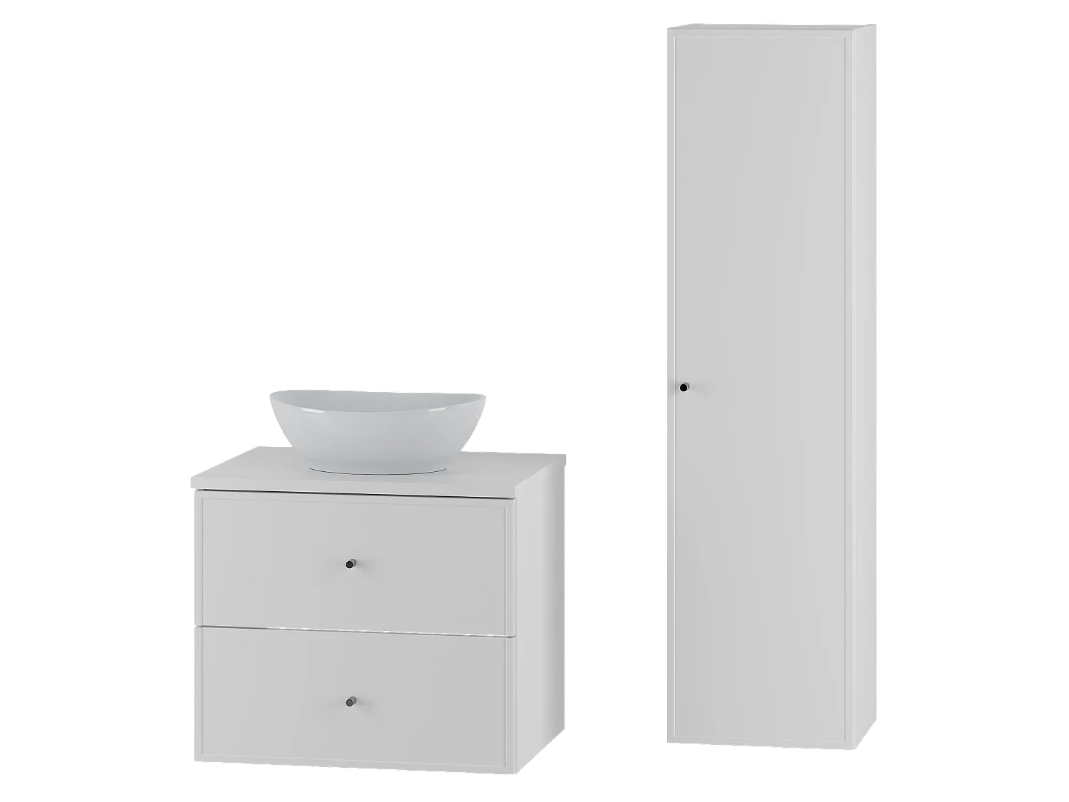 Biały Zestaw do Łazienki 60cm Szafka z Blatem Umywalka Słupek Marco 4620207
