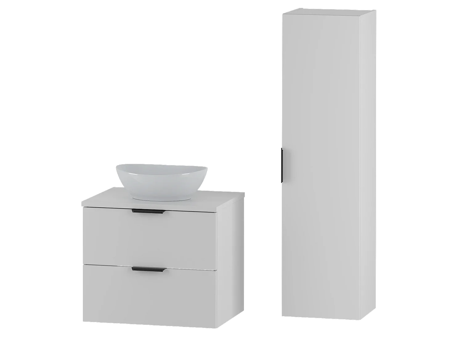 Biały Zestaw do Łazienki 60cm Szafka z Blatem Umywalka Pile 4620215