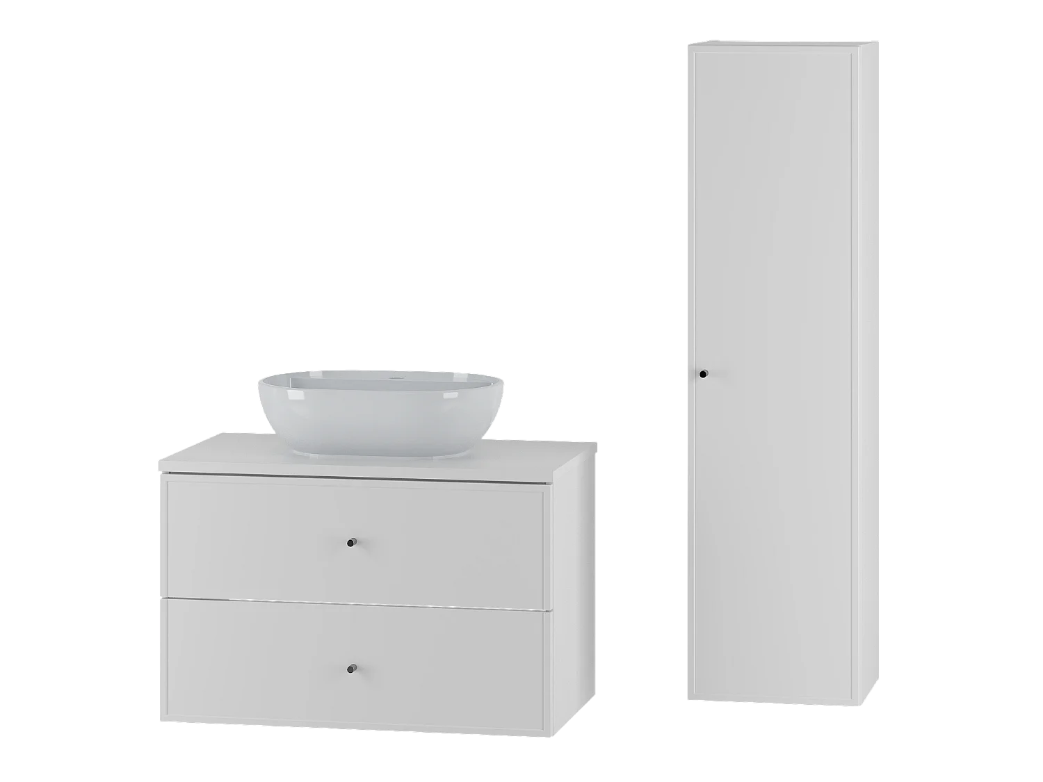 Biały Zestaw do Łazienki 80cm Szafka z Blatem Umywalka Słupek Marco 4620248