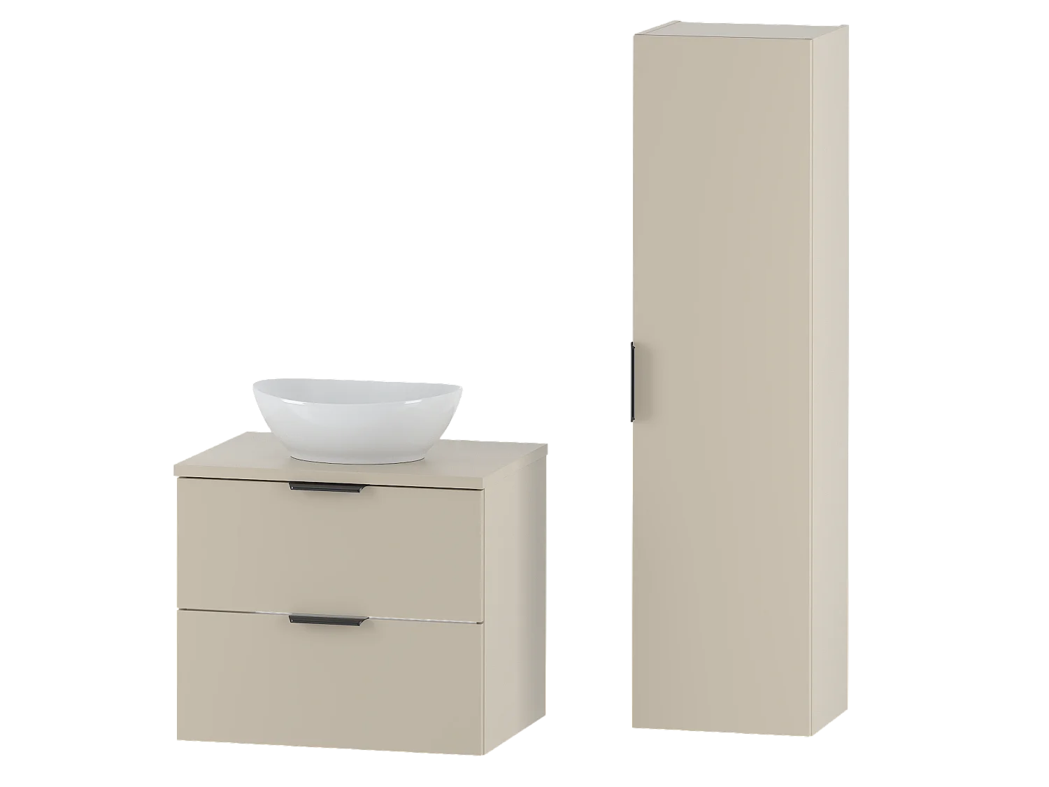 Kaszmirowy Zestaw do Łazienki 60cm Szafka z Blatem Umywalka Słupek Pile 4620272