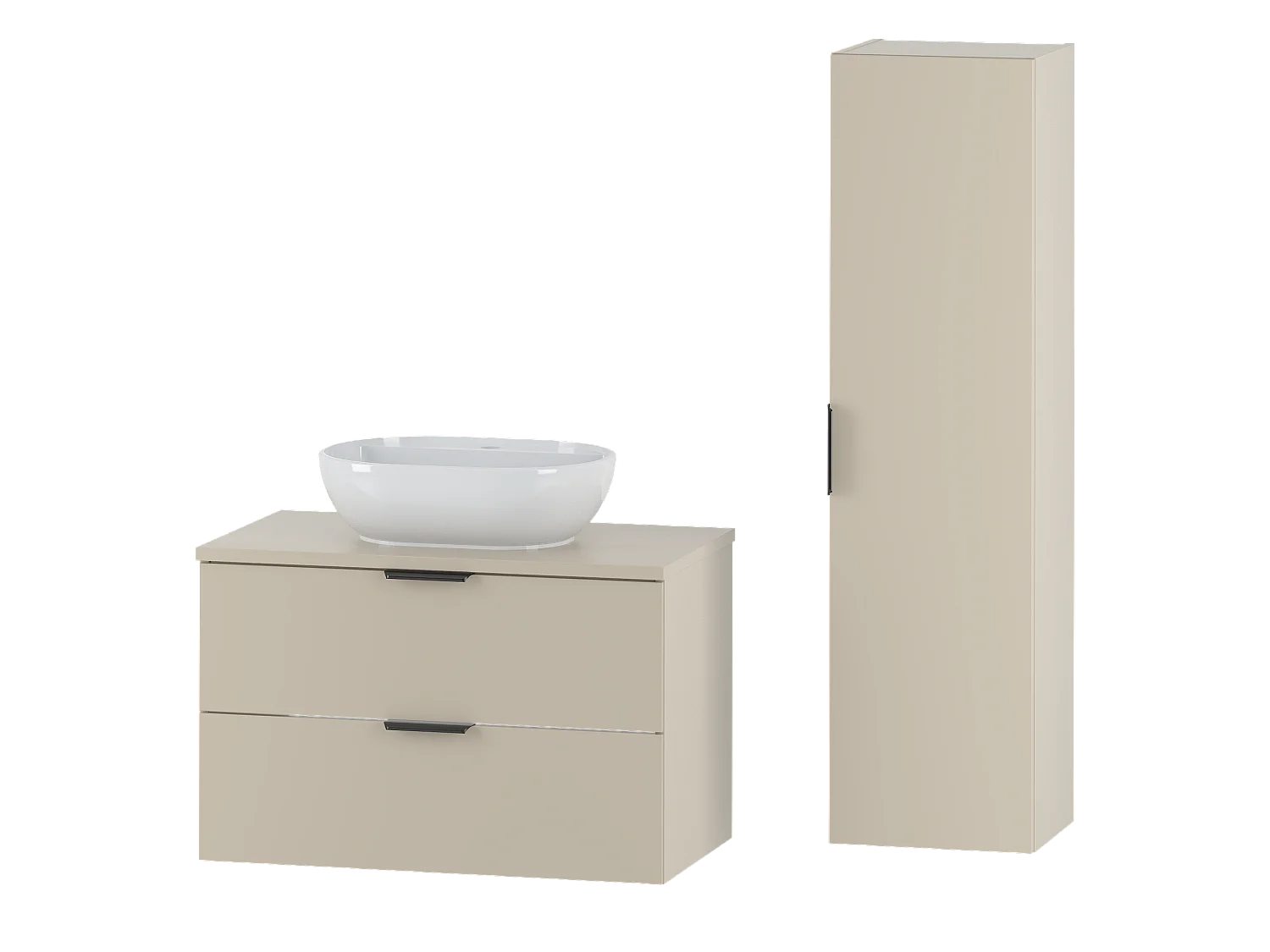 Kaszmirowy Zestaw do Łazienki 80cm Szafka z Blatem Umywalka Słupek Pile 4620283 - obrazek 1
