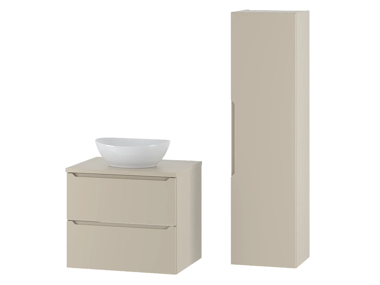 Kaszmirowy Zestaw do Łazienki 60cm Szafka z Blatem Umywalka Słupek Etna 4620289 - obrazek 1